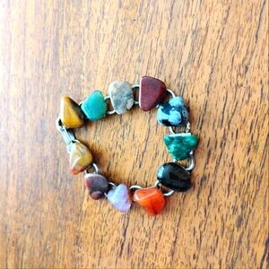 Handmade Semi Precious Gemstones Multi Color Silver Tone Bracelet
